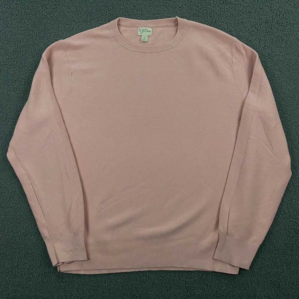 J.CREW Cotton Crewneck Sweater Mens Large Lightweight Knit Pullover Pink